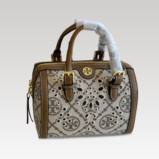 Tory burch 镂空刺绣z波士顿枕头包