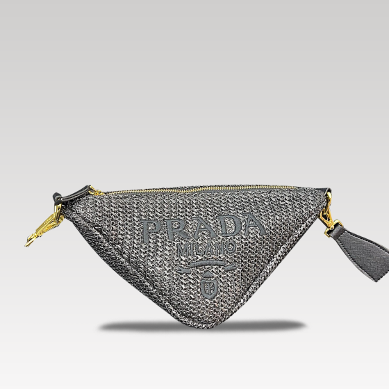 PRADA Triangle straw woven triangle bag