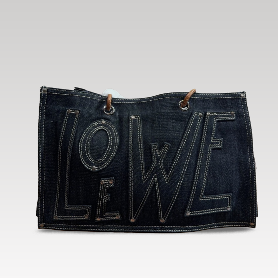 Roewe denim double-sided single-shoulder bag