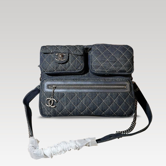 香奈儿 新品牛仔机车包深蓝色