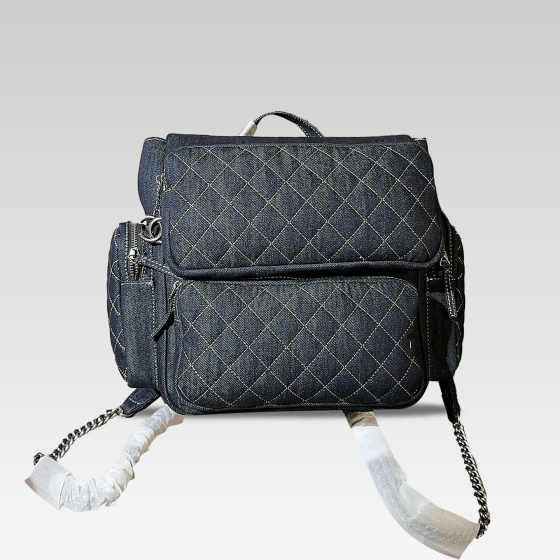 香奈儿 牛仔机车包深蓝色