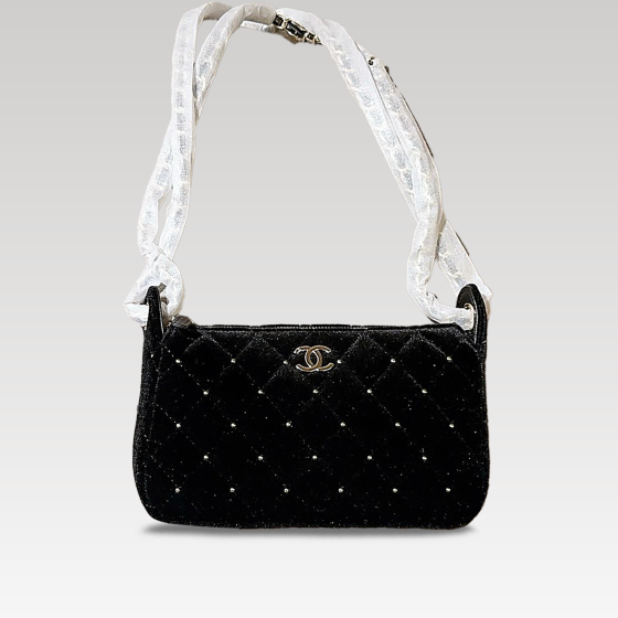 香奈儿 链条丝绒面手提包